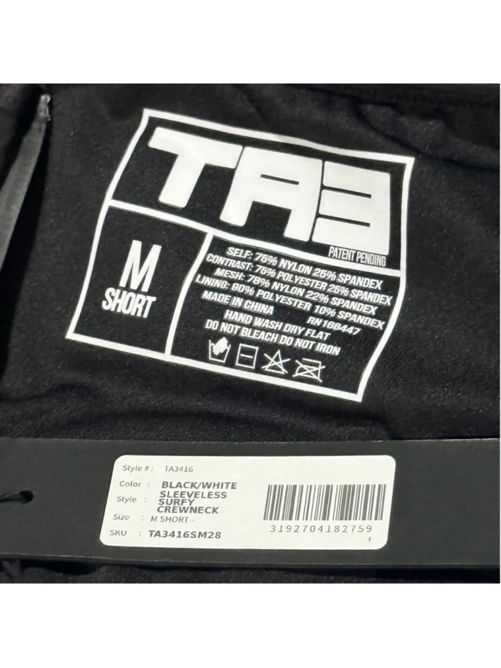 Ta3 Medium Short Torso Black White Contour Surfy Crewneck